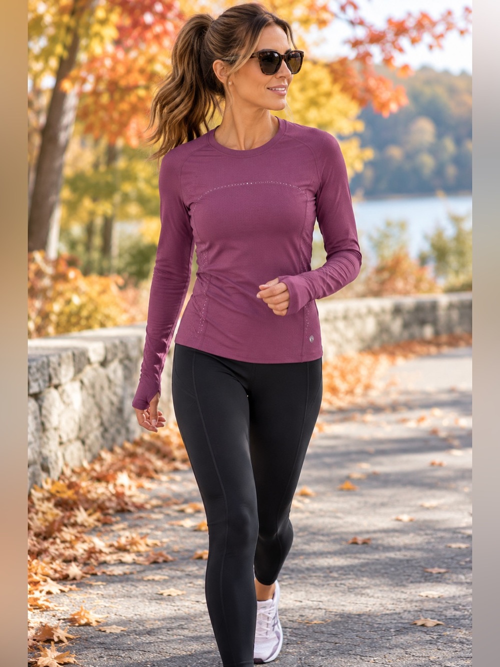 Lululemon Rulu Reflective Long Sleeve Running Shirt Mauve Plum